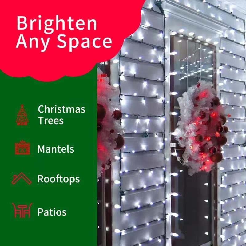 TWINGLEHOME 100LED Mini Lights,Green Wire,Waterproof Battery Case,Multi Functions,Timer,Cool White（2 Sets