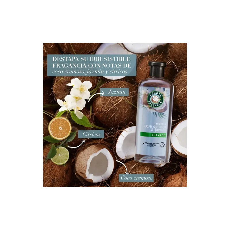 Shampoo Herbal Essences Hidrata Agua de Coco Jazmín 400 ml