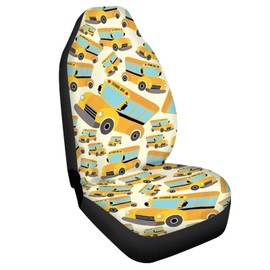 Rnyleeg School Bus Printed Vehicle Seat Protector Cover Car Seat Covers for Front Seat Only Stretchy Non-Slip Driver Seat Cover Easy Install Pack of 1