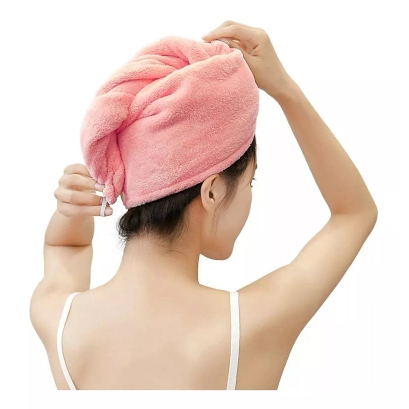 CL Toalla Cabello Absorbente Con Botón Para Sujetar Antifriz