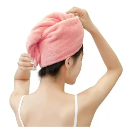 CL Toalla Cabello Absorbente Con Botón Para Sujetar Antifriz