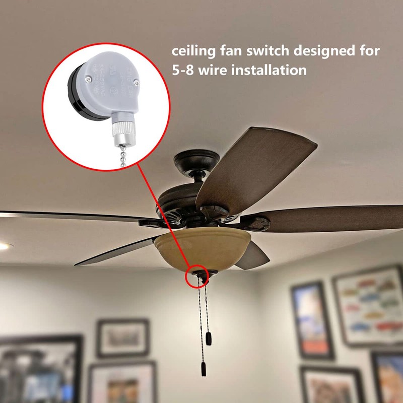 Ceiling Fan Switch ZE-208D, 3 Speed 5-8 Wire Ceiling Fan