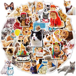 Cat Stickers for Kids Teens Girls Adults, 100 Pcs Cute Cat Stickers, Vinyl Waterproof Animal Stickers for Water Bottle, Laptop, Luggage, Phone, Skateboard