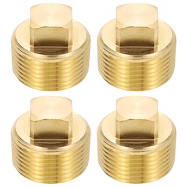PATIKIL 3/4" NPT Male Brass Square Plug Fittings, Brass Cored Plug with Square Head Pipe Fittings Tubing End Sealing Cap for Boat, Drain Plug, Gas, Fuel Line