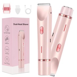 Dermave Bikini Shaver,2025 New Dual Head Shaver Women, 2 in 1 Wet & Dry Waterproof Electric Bikini Trimmer for Women,Pink