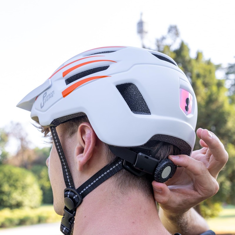 Urban Prime Unisex - Adult Helmet, White/Orange, L