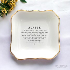 BAT TRANG Ceramic Jewelry Dish, Mother of The Groom Gifts, Mother in Law Wedding Gift, Mother Of The Bride Gifts, Gifts For Mom, Grandma, Aunt, Sister-in-law, Bridesmaid (Auntie)