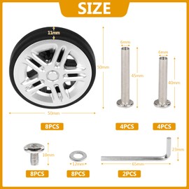 EXLECO Suitcase Replacement Wheels, 8 x suitcase replacement wheels