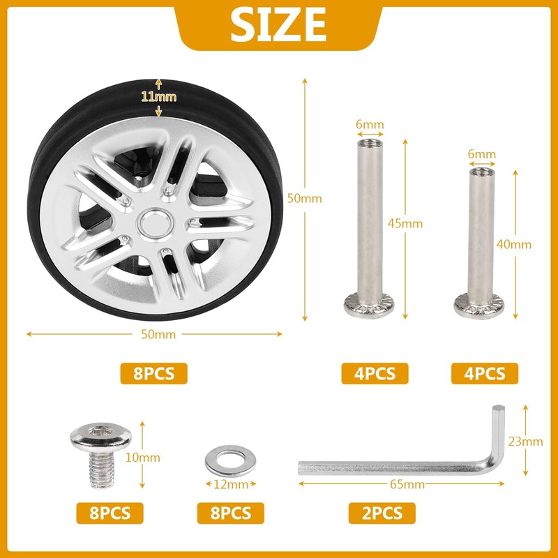 EXLECO Suitcase Replacement Wheels, 8 x suitcase replacement wheels