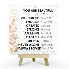 Christian Desk Decor Wooden Sign, Bible Verse Decor Religious Christian Gifts for Women Girl Inspirational Gift Nursery Decor Scripture Home Office Bedroom Decor Plaque Table Centerpiece - A18