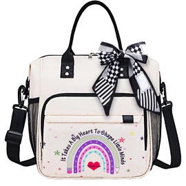 Teacher Christmas Gifts for Women New Year Teacher Appreciation Gifts Bulk from Student Teacher Must Haves Lunch Tote Bag White Elephant gifts for adult Unique Gifts for Retirement Thank You Gift