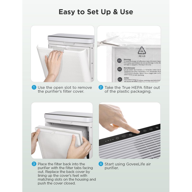 GoveeLife Air Purifier Replacement Accessories for H7124,H712C, 2 pack