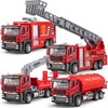 TAKGUD 4 Packs Metal Fire Trucks Playsets, Mini Friction Powered