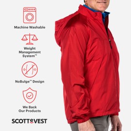 SCOTTeVEST Pack Windbreaker Jacket for Men - 19 Hidden Pockets - Lightweight Water Repellent Coat for Travel & More (Cobalt, X-Large)