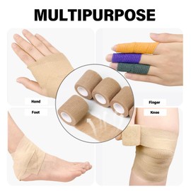 OZER OZER 12 Pack Self Adhesive Bandage 2 Inch x 5 Yards Breathable Cohesive Bandage Wrap Rolls Elastic Self-Adherent Tape for Stretch Athletic, Sports, Wrist, Ankle Tape