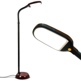 Brightech Litespan - Bright LED Floor Reading Lamp for Over Chair Crafts and Reading, Estheticians' Light for Lash Extensions, Adjustable Standing Lamp for Living Room, Bedroom, Office - Havana Brown