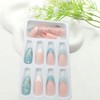 Press on Nails Almond Medium Fake Nails Blue White French