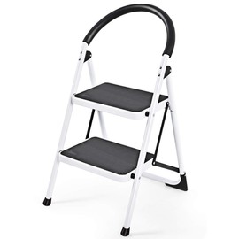S AFSTAR 2 Step Ladder, Folding Step Stool w/Iron Frame, Anti-Slip Pedals, Convenient Handgrip, 330Lbs Sturdy Steel Ladder for Home Office Farm Garage Kitchen, No Assembly Required