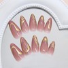 24Pcs Almond False Nails - 3D Stereoscopic Gold Pattern Short