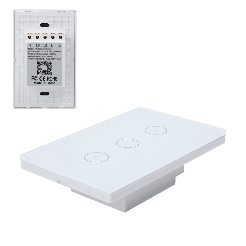 3 Gang Smart WiFi Light Switch Panel Touchable Wireless APP