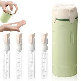 LUSCOR 4 in 1 Travel Bottles for Toiletries,Contenedores Recipientes Botellas De Viaje Recargables，con Etiquetas en inglés, 4 Frascos De Lavado De 30 