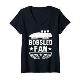 Womens Bobsled Fan Funny Bobsleigh Team Winter Sports Lover V-Neck T-Shirt