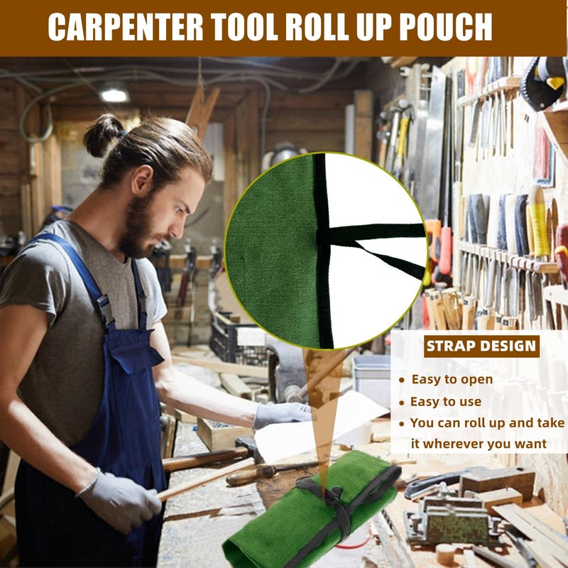 BLIRITEL Tool Roll Up Bag, Canvas Tool Organizer with 4