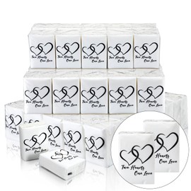 Yinder 50 Bulks Wedding Facial Tissues Items for Wedding Welcome Bags Pocket Facial Tissues Mini Tissues Wedding Favors for Guests 3 Ply Travel Tissue Packs for Wedding Celebration Party (Cute)