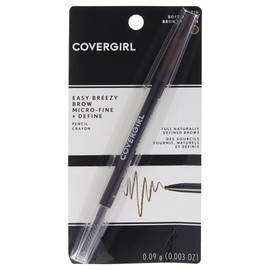 COVERGIRL Easy Breezy Brow Micro-Fine and Define Pencil, Soft Brown, 0.03 Pound , Brown Eyebrow Pencil, No Sharpening Needed, Built in Spoolie, Safe for Sensitive Eyes, Removes Easily