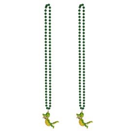 Beistle 2 Piece 36" Mardi Gras Beads with Bobble Alligator Medallions, New Orleans Party Favors, Florida Gator Necklaces