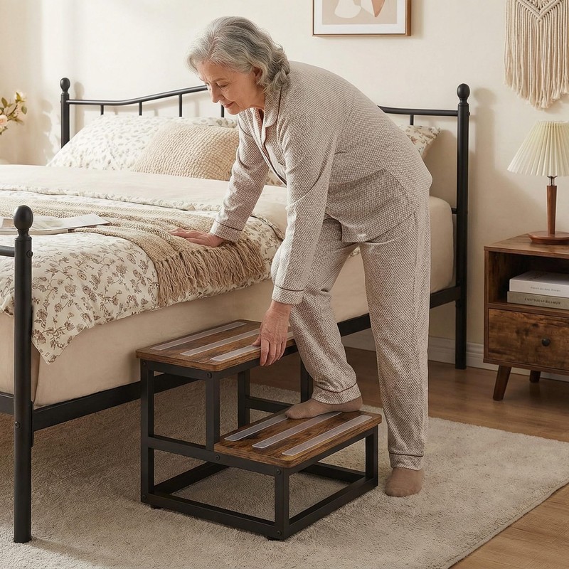 VonDream 2 Tier Step Stools for Adults with Non-Slip Stickers,