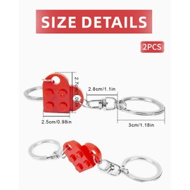 BPTRKOM Pack of 2 Couples Heart Keyrings - Matching Heart Decorations, for Boyfriend Girlfriend Birthday Gifts, for Two Couples, Matching Heart Decorations (Red + Blue)