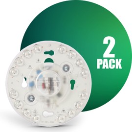 QPLUS 5Inch 1300LM 16W Dimmable LED Light Engine Retrofit Kit (3000K) for 9 to 11 Inch Ceiling Flush Mount/Ceiling Fan Light Fixture/Halogen/Fluorescent/CFL/LED Bulbs with E26/E12/Bipin Base - 2PK