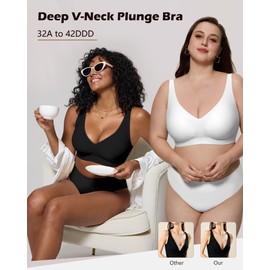 As Fairy Bras for Women Deep V Seamless Wireless Support Lift No Underwire Plunge Bralettes Full Coverage Push Up Bra (Black 36DDD)