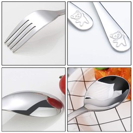 6-Piece Children's Cutlery Made of Stainless Steel, 3 Forks and 3 Spoons for Baby and Children's Time, Children's Cutlery with Engraving, Christening Gifts (Silver)