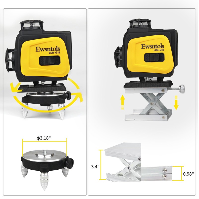 Ewsntols 4D 16-Line Laser Level with Rotatable Laser Window -