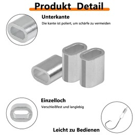 Aluminium Sleeve Clamp, 120 Pieces Aluminium Press Clamps, Aluminium Sleeve Ovals, for Ropes Wire Rope Rope Connectors 4 mm