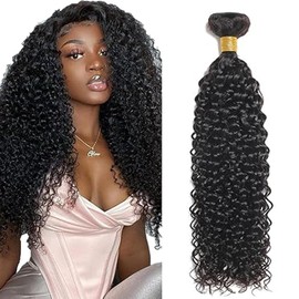Tuheerst Human Hair Bundles Human Hair Bundles Curly Wave Bundles Natural Colour Weft Extensions Real Hair Grade 8A 100% Unprocessed Human Hair No Smell No Tangle for Women 34 Inches