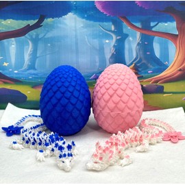 Generic 2PCS 12"" 3D Printed Dragon, Articulated Dragon, Cherry Blossom Dragon, Blue and Pink Dragon, Fidget Toy, Home Office Decor Executive Desk Toys, Gender Reveal Decorations, White, MCD-036