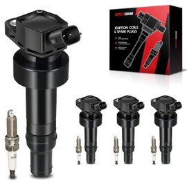 Torchbeam UF652&NGK93815 Set of 4 Ignition Coils and Double Iridium Spark Plugs Compatible with 2012-2019 Accent, Rio, 2012-2019 Soul 1.6L Naturally Aspirated, 2012-2017 Veloster Naturally Aspirated
