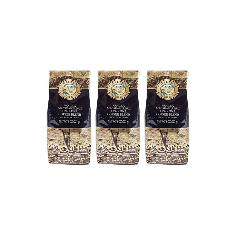 ROYAL KONA COFFEE - Medium Roast Ground Coffee, Vanilla Macadamia