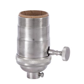 B&P Lamp® On-Off, Turned Brass Lamp Socket (E26) with Satin Nickel Finish, UNO Thread