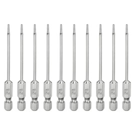 sourcing map 10pcs T6 Security Torx Bit 1/4" Hex Shank 3" Long S2 Steel Magnetic Tamper Resistant Star Bits Screwdriver Torx Head with Hole for Driver Drill Bits Remove Fastening Screws