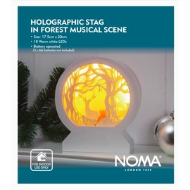 Noma Light-Up Holographic Stag in the Forest Musical Scene, 17.5 cm (Pack of 1)