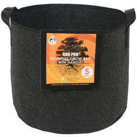 Gro Pro Essential Round Fabric Pot w/Handles - Made of Non-Woven, Breathable Fabric, 5 gal.