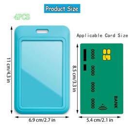 Yharnamite 4 Pcs Sliding ID Badge Holder with Clear Window ID Card Protector, Slide Open ID Card Case Vertical Work Badge Holder for Office, School, Credit Cards, Driver’s Licenses and Passes (Blue)
