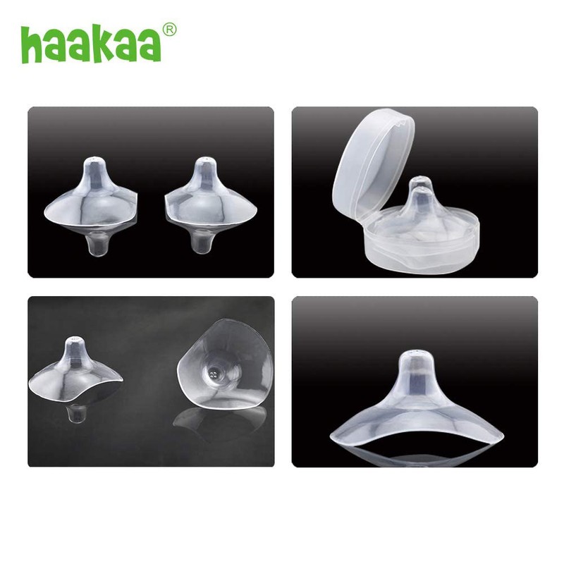 haakaa Nippleshield Silicone Nipple Shields for Breastfeeding with Carry Case