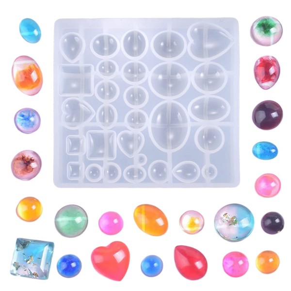 Nifocc Cabochon Gem Silicone Mold Oval Teardrop Round Square Pendant