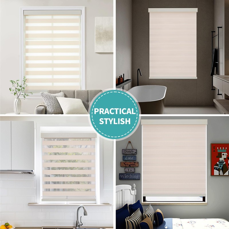 Joydeco Cordless Zebra Blinds (Pro), Dual Layer Light Control Zebra