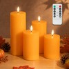 JOIONE Orange Flameless Pillar Candles with Remote, 4 Pack Fall